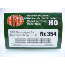 HAG H0 354 Flachwagen der SBB Gasröhren 3-tlg 390 1 047-0 Rs mit AC Radsätzen