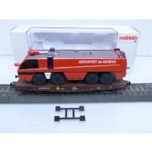 4849 heavy-duty flat car with load from the Geneva Airport Fire Department - Märklin H0