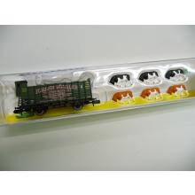 Minitrix 15343 N Viehtransportwagen VOmz mit 6 Kühen TRIX Club 2006