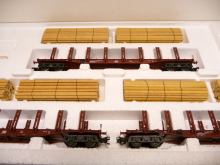 Märklin 4516 H0 Holztransport Wagen Set mit 3 Rungenwagen Snps 719 der DB Echtholz TOP in OVP