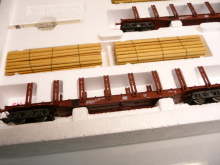 Märklin 4516 H0 Holztransport Wagen Set mit 3 Rungenwagen Snps 719 der DB Echtholz TOP in OVP