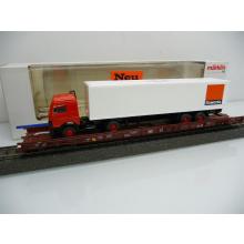 Märklin 4742 H0 Niederflurwagen Rollende Landstrasse DB beladen mit WIKING LKW Rowenta wie NEU !!