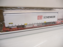 Märklin 47470 H0 Doppel-Taschenwagen Sdggmrss 738 beladen mit 2 Schenker Aufliegern Ep. VI