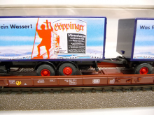 Märklin 4841 H0 Rollende Landstraße beladen mit WIKING LKW Göppinger Mineralwasser TOP in OVP