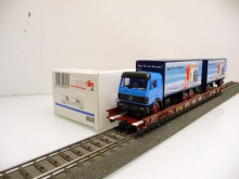 Märklin 4841 H0 Rollende Landstraße beladen mit WIKING LKW Göppinger Mineralwasser TOP in OVP