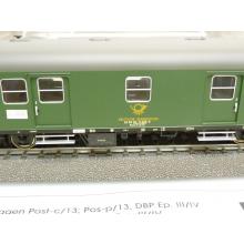 Piko 53261 H0 2-axle railway postal car Post2-p/13 of the DBP Ep. IV green