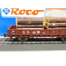 Roco 46031.A H0 Offener Güterwagen mit Holz beladen der DB 323 0 274-5 braun