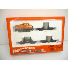 Primex 2704 H0 train set 4-piece steelworks pig iron wagon with industrial diesel locomotive DHG 500