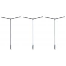 Faller 180122 H0 LED-Kreuzmastleuchte zweiarmig in kaltweiß - 3 Stück