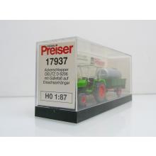 Preiser 17937 H0 Deutz tractor agricultural tractor D 6206 with manure tank trailer 1-axle finished model