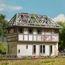 Busch 1949 H0 Verwittertes Stellwerk 139x93mm bei 126mm Höhe