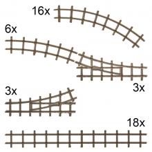 Busch 8079 N Gleis-Set 18 gerade, 16 gebogene, 6 Bögen, 6 Weichen
