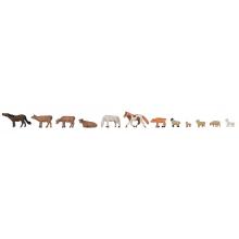 Faller 155911 N Tier-Set Kühe, Pferde, Schafe 12 Figuren