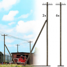 Busch 1499 H0 Telegrafenmasten (8 Stück) Bausatz aus Echtholz