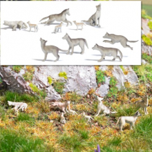 Busch 1193 H0 Wolfsrudel 10-teilig mit Fell-Effekt