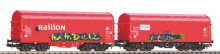Piko 58378A + 58378B H0 2-teiliges Set Schiebeplanwagen Railion und Caib der NS Epoche VI NEU