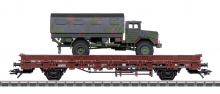 Märklin 46928 H0 Rungenwagen Kbs 443 der DB Epoche IV beladen mit Militärfahrzeug