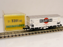 Minitrix 13281 N Gedeckter Güterwagen Typ F der FS Martini / Bianco & Rosso in OVP