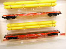 Minitrix 15218 N Rungenwagen-Set beladen mit Gasröhren rot DB Cargo Epoche V in OVP