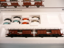 Märklin 46138 H0 Autotransportwagen-Paar Offs 59 beladen mit 8 VW Käfer TOP in OVP