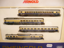 Arnold 0144 N Personenwagen-Set Rheingold 4-teilig blau/beige Epoche III TOP in OVP