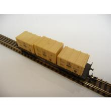 Arnold N 4961 flat car type Sym 4 axle. black with 3 Daimler overseas crates