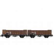 HN6383 2-piece set of open freight cars Omm (ex Omm Villach) ÖBB in brown Epoch III Arnold N